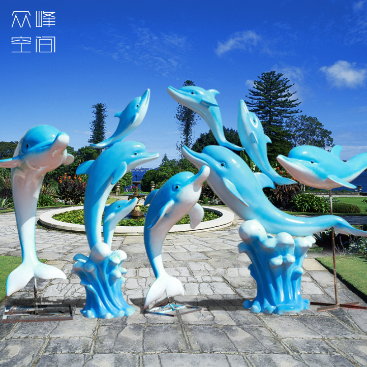 玻璃钢海洋海豚雕塑